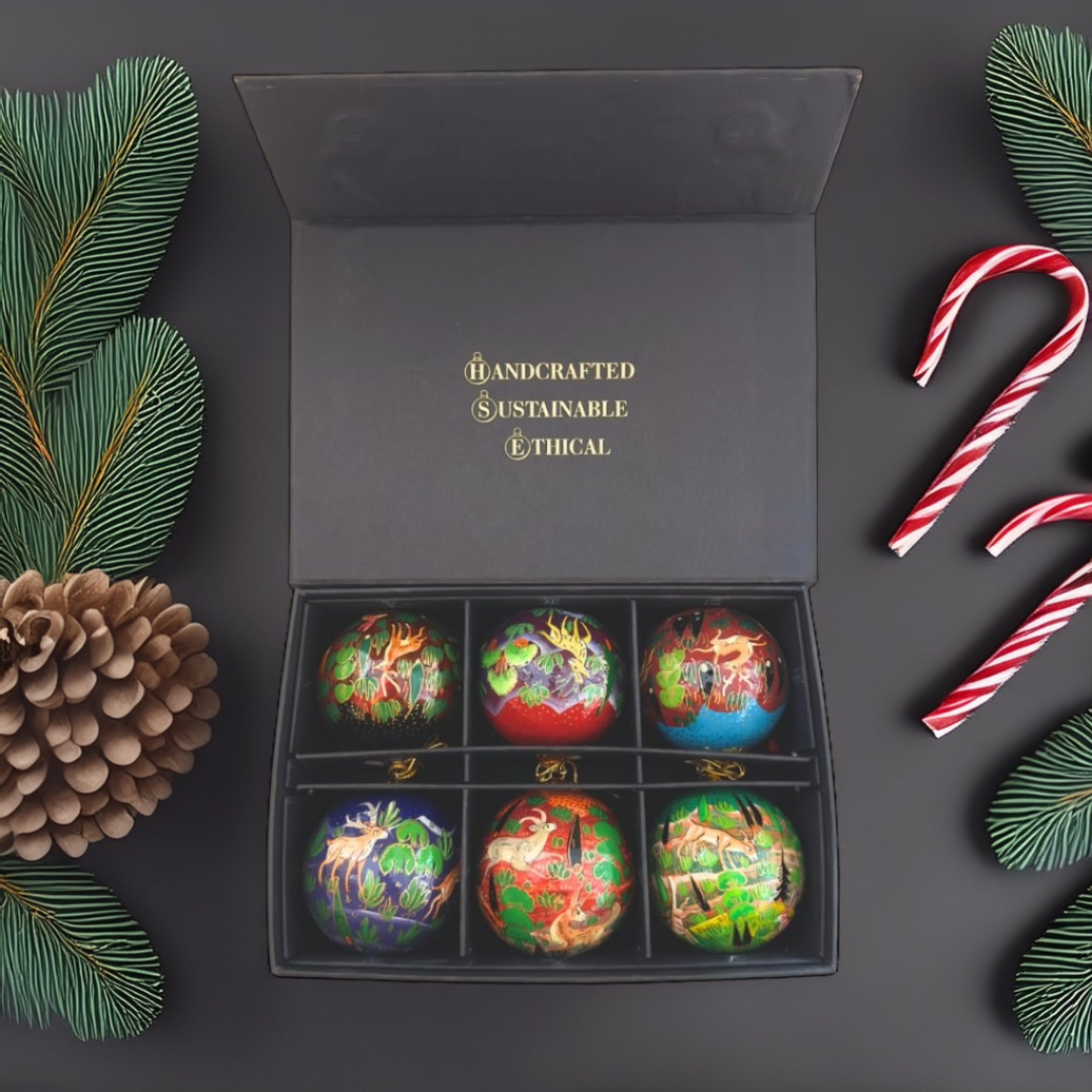 Luxury Box of 6 Handmade Baubles -Best Christmas Gifts