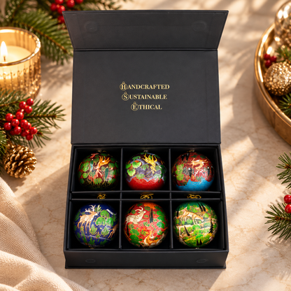 Luxury Box (Forest Friends Collection) - Pack of 6 Handmade Baubles - Best Christmas Gift
