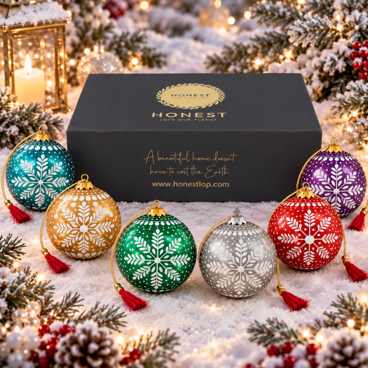 Luxury Box (Frozen Collection) - Pack of 6 Handmade Baubles - Best Christmas Gift