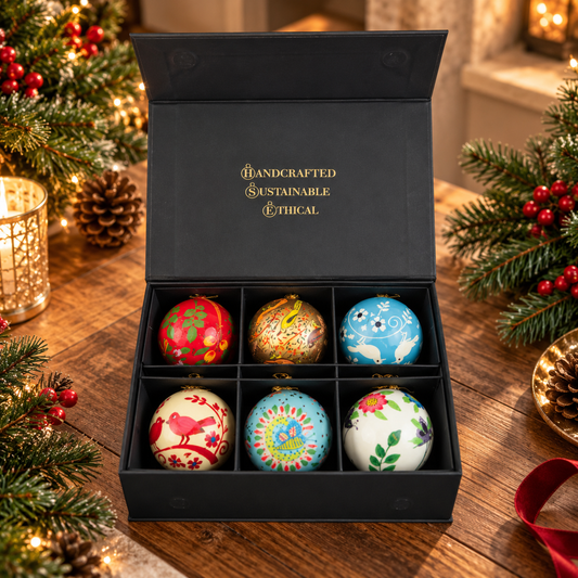 Luxury Box (Magical Birds Collection) - Pack of 6 Handmade Baubles - Best Christmas Gift