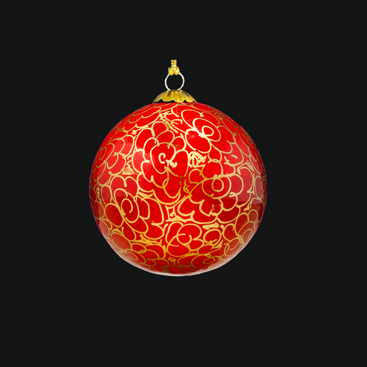 enchnated red swirls handmade bauble for  Christmas tree decorations, seasonal decorations