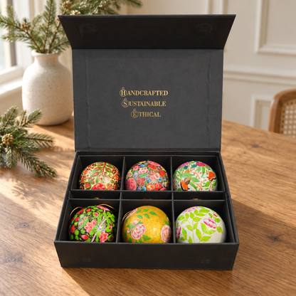 Luxury Box (Roses Collection) - Pack of 6 Handmade Baubles - Best Christmas Gift