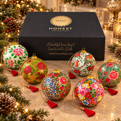 Luxury Box (Roses Collection) - Pack of 6 Handmade Baubles - Best Christmas Gift