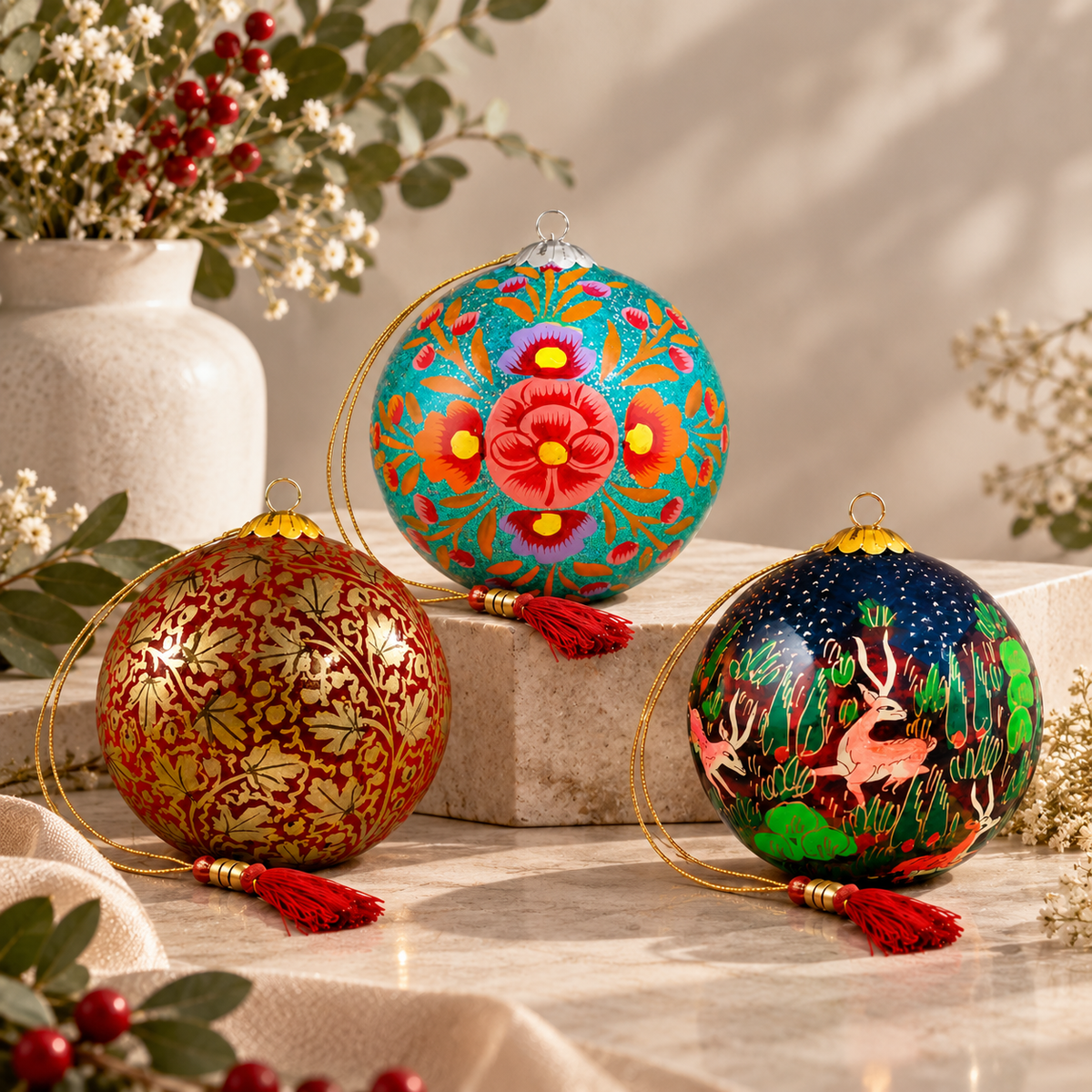 Assorted Baubles Set of 3 for Christmas Tree Decorations