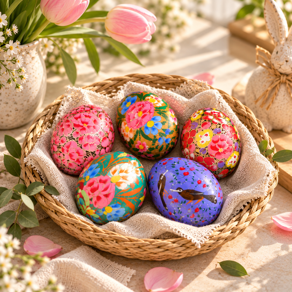 Assorted set of 5 Easter Egg Collection – - 3 Inch Sustainable Easter Décor by HONEST