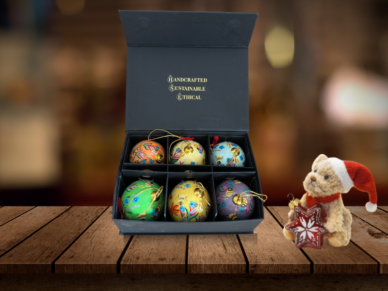 Luxury Box of 6 Handmade Baubles -Best Christmas Gifts