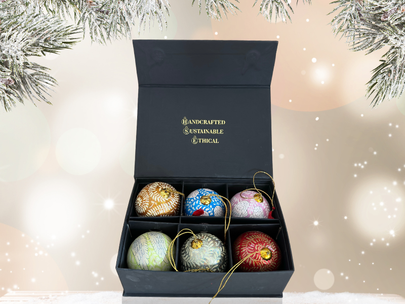 Luxury Box of 6 Handmade Baubles -Best Christmas Gifts