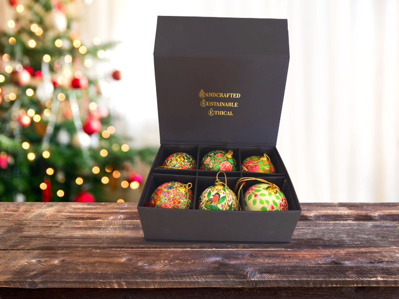 Luxury Box of 6 Handmade Baubles -Best Christmas Gifts