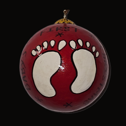 Baby’s First Christmas Bauble – Handmade Paper Mâché (Red, 3 inch)