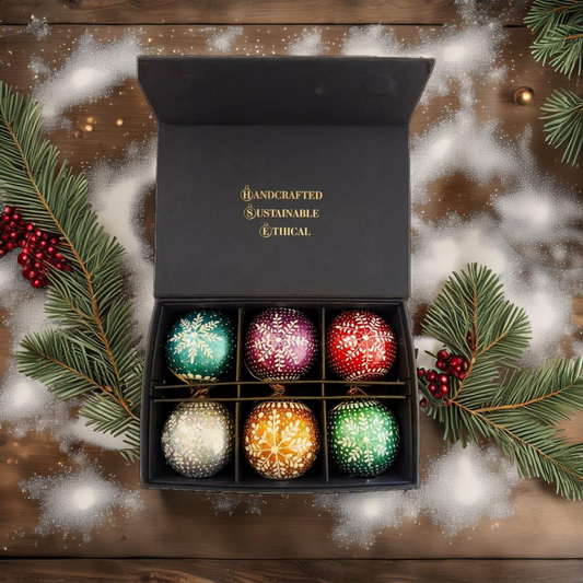 Luxury Box (Frozen Collection) - Pack of 6 Handmade Baubles - Best Christmas Gift