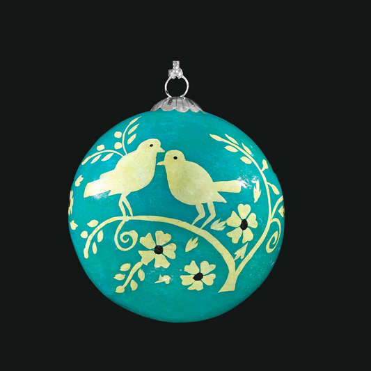 blue turtle doves handmade bauble for  Christmas tree decorations, seasonal decorations