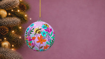 Bee & Floral Garden Christmas Bauble – Handcrafted Eco-Friendly Christmas Decorations