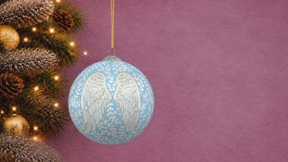 Angel Wings – Blue Handcrafted Bauble | Elegant Eco-Friendly Christmas Decorations