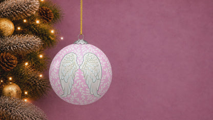 Pink Angel Wings Handcrafted Bauble – Elegant Eco-Friendly Christmas Decorations