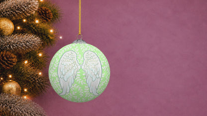 Angel Wings – Green Handcrafted Bauble | Elegant Eco-Friendly Christmas Decorations
