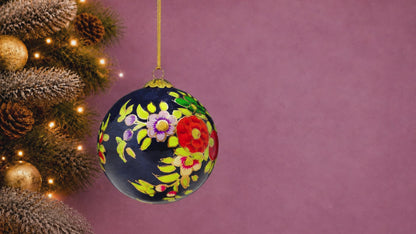 Royal Blue Blooms Christmas Bauble