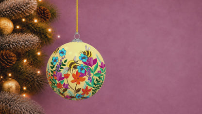 Cream Bee Garden Handcrafted Bauble – Eco-Friendly Christmas Decorations
