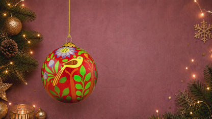 Birds of Paradise - Red Christmas Bauble