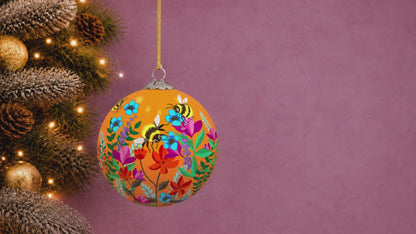 Orange Bee Garden Handcrafted Bauble – Eco-Friendly Christmas Decorations