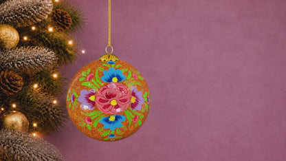 Alizeh Orange Bauble – Handmade Glitter Christmas Decorations