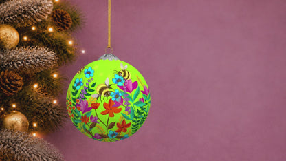 Handcrafted Lime Bee Garden Bauble – Sustainable Christmas Decorations | Recycled Paper Ornament