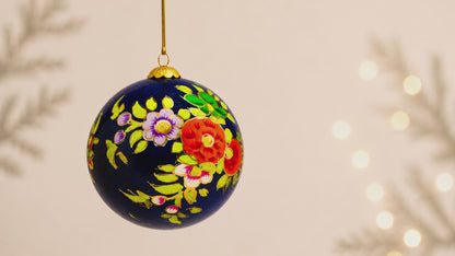 Royal Blue Blooms Christmas Bauble
