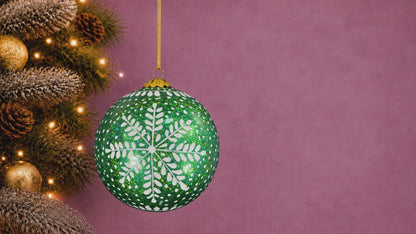 Frozen Green Christmas Bauble – Hand-Painted Eco-Friendly Christmas Decorations