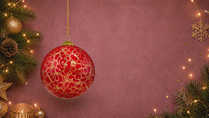 Red & Gold Swirl Christmas Decorations Bauble